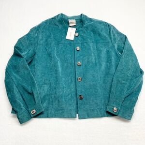 Company Collection Vintage Jacket Womens Size 14P Teal Ribbed Corduroy 860DP